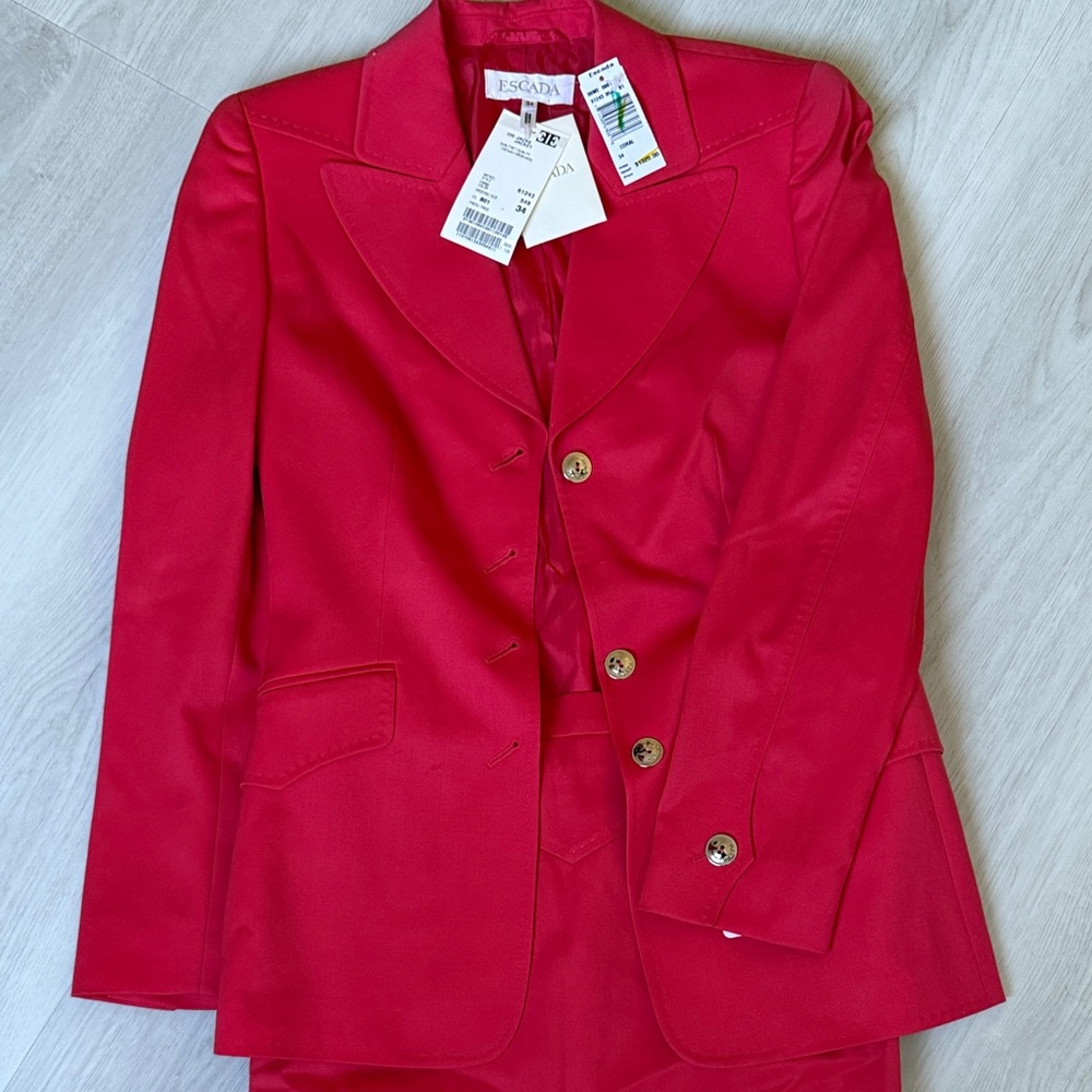Escada Vibrant Red Skirt Suit & Jacket